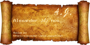 Alexander János névjegykártya
